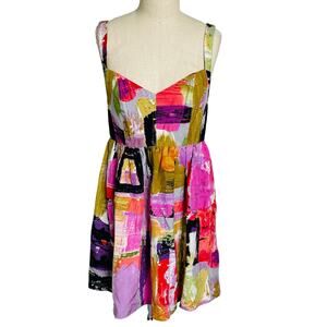 Ali Ro MultiColor Silk Babydoll Mini Dress